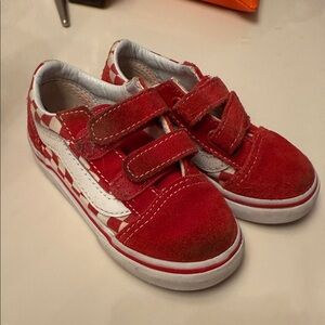 Vans Kids Red and White Checkered Sneakers